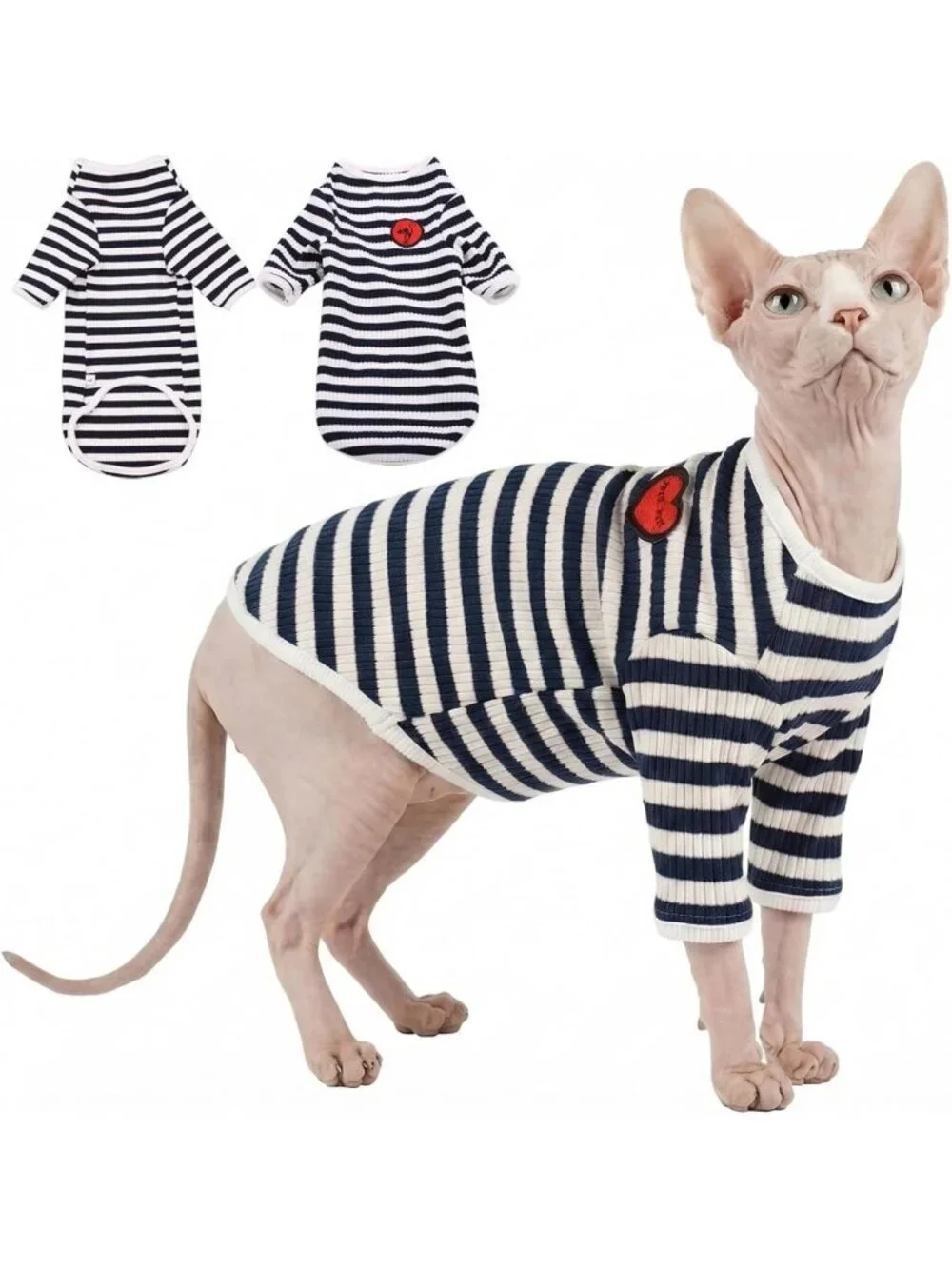 Stylish Hairless Cat Shirt - Breathable Stripe Vest for Everyday Comfort